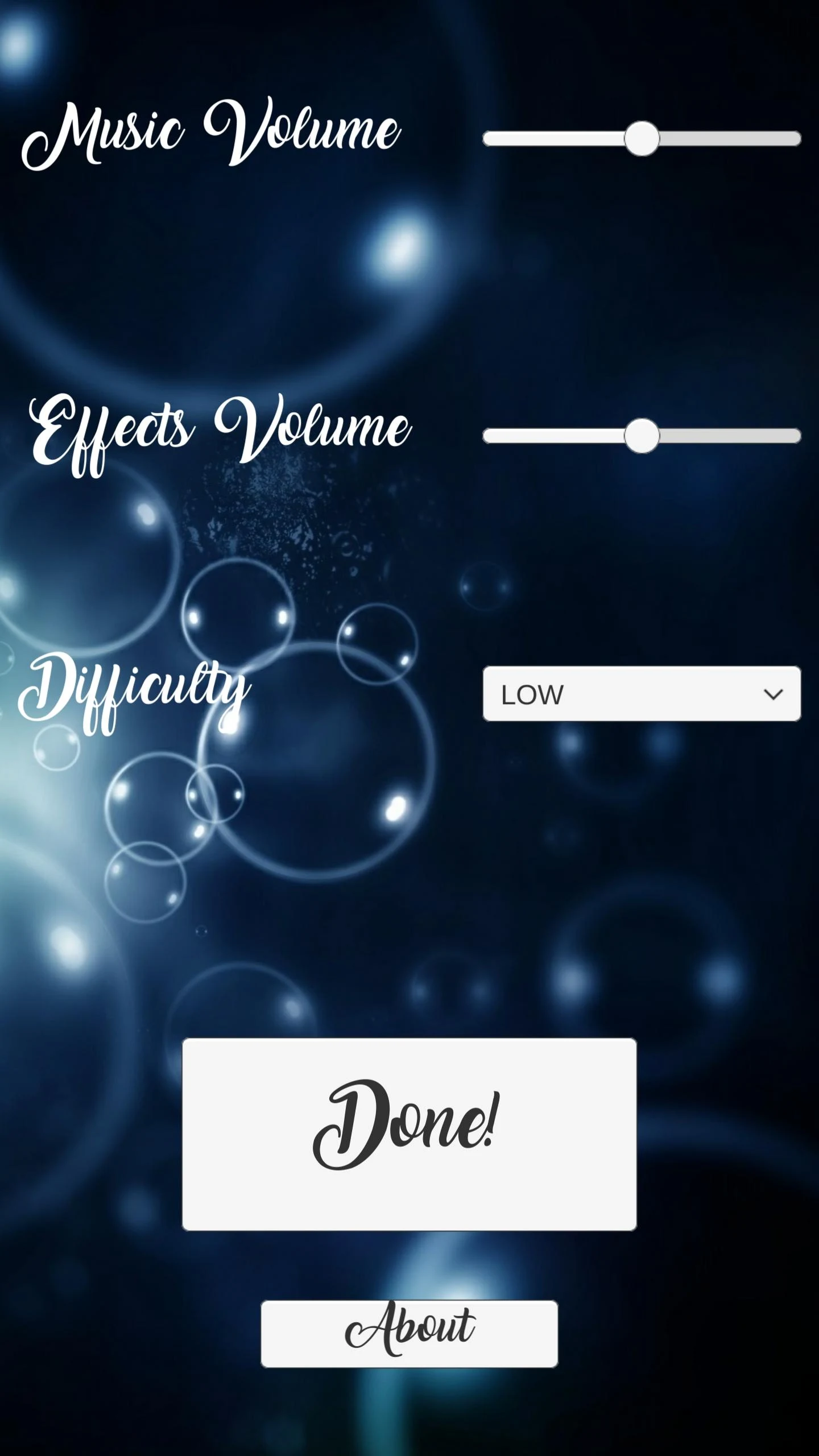 Pantalla de ajustes de Diabolique